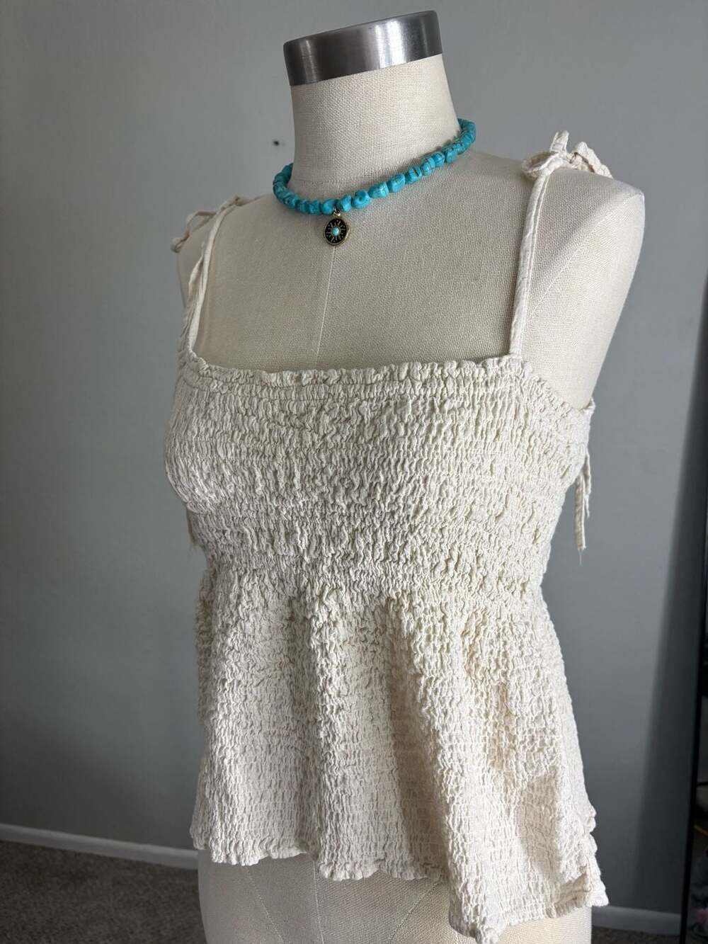 Shirred Linen Midi Sundress (Women)